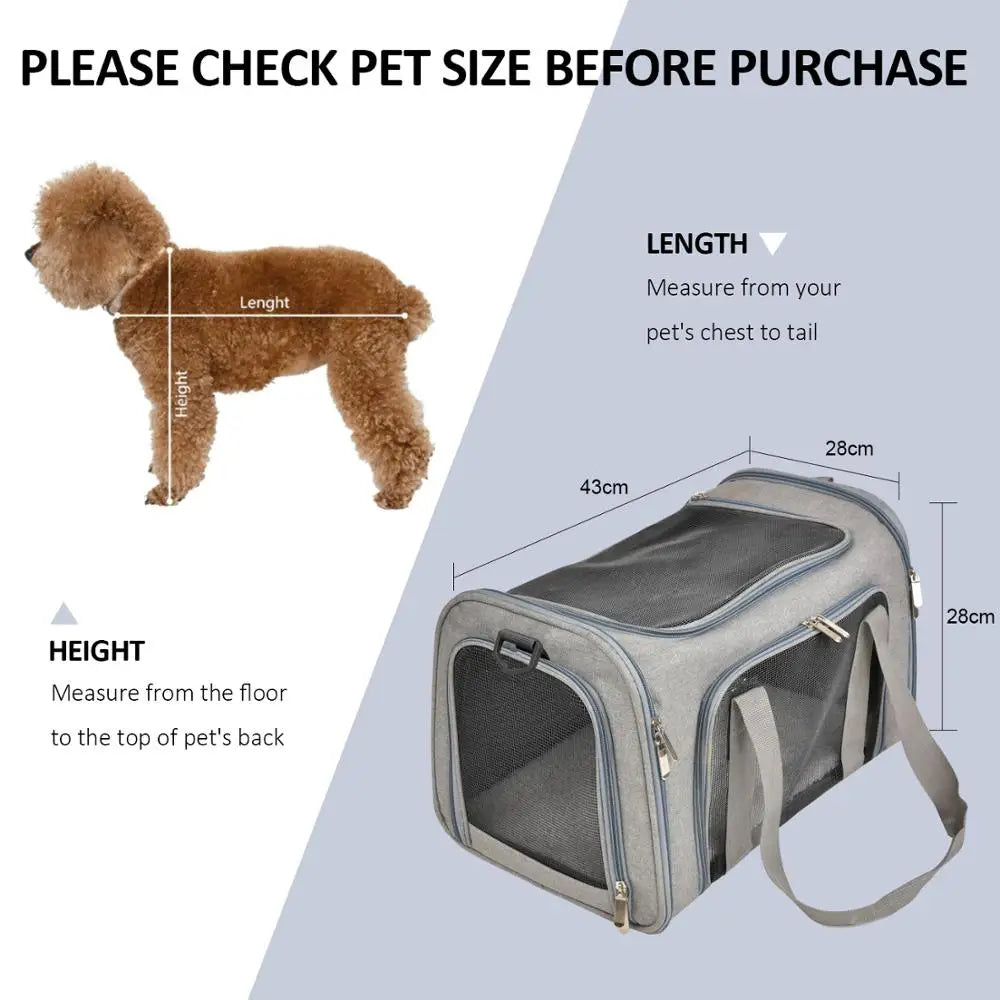 Dog Carrier Bag Soft Side Backpack  Dog Travel Bags Airline Approved