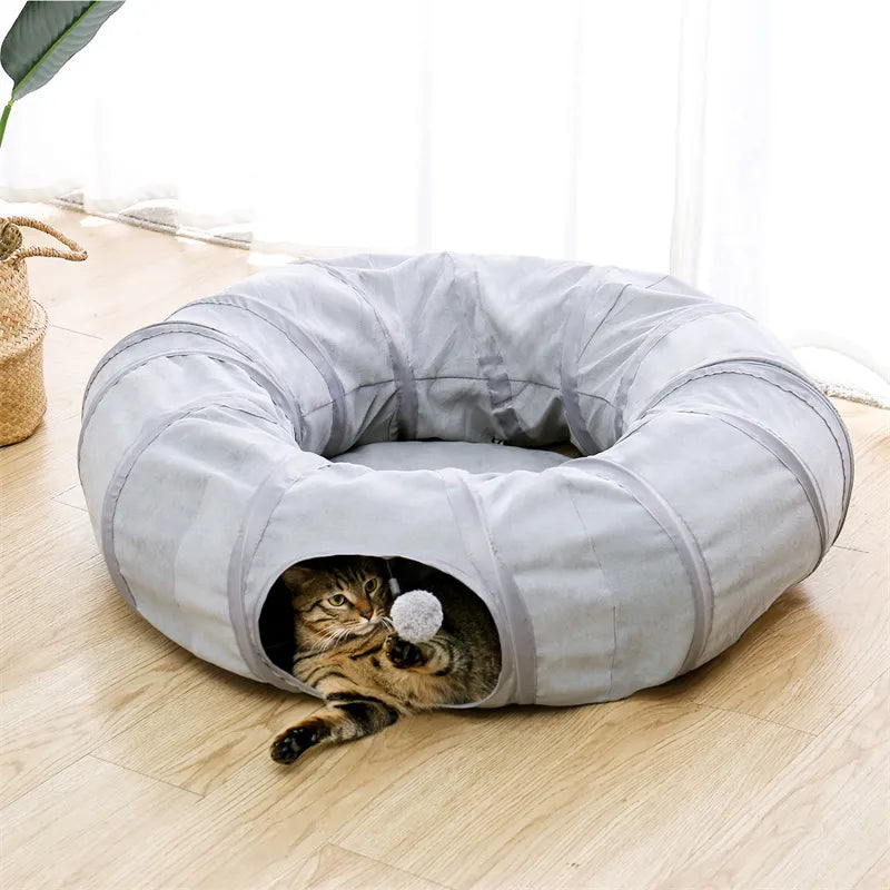 Round  Cat Tunnel with  Play Tube with Ball - specialneedspetshop