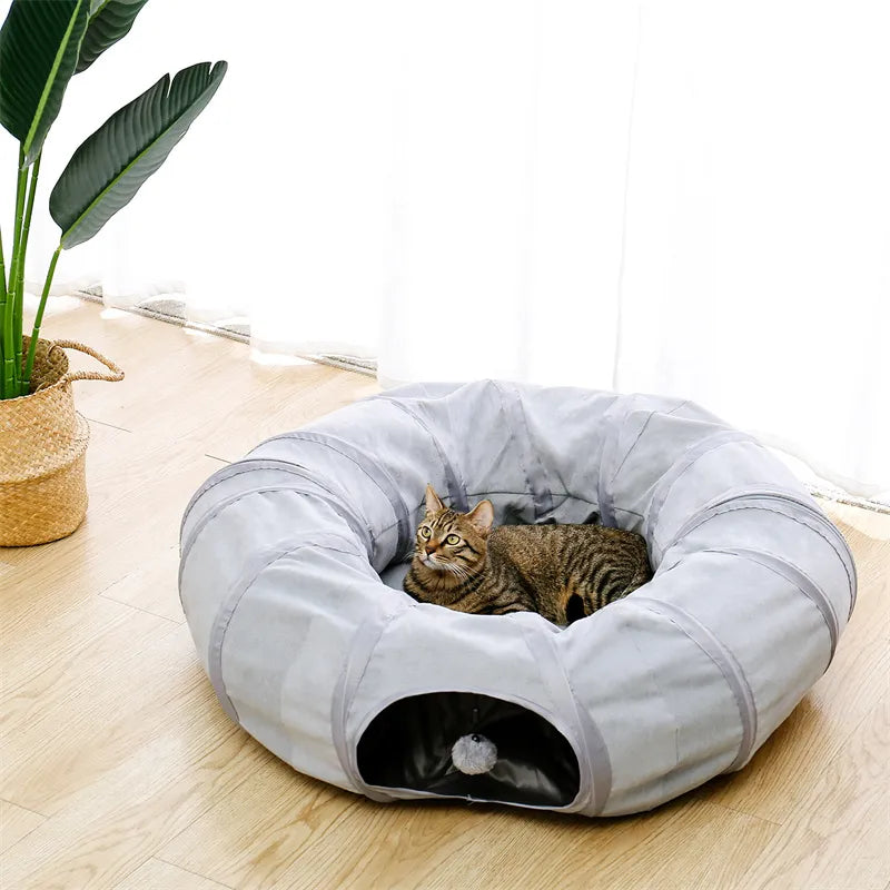 Round  Cat Tunnel with  Play Tube with Ball - specialneedspetshop