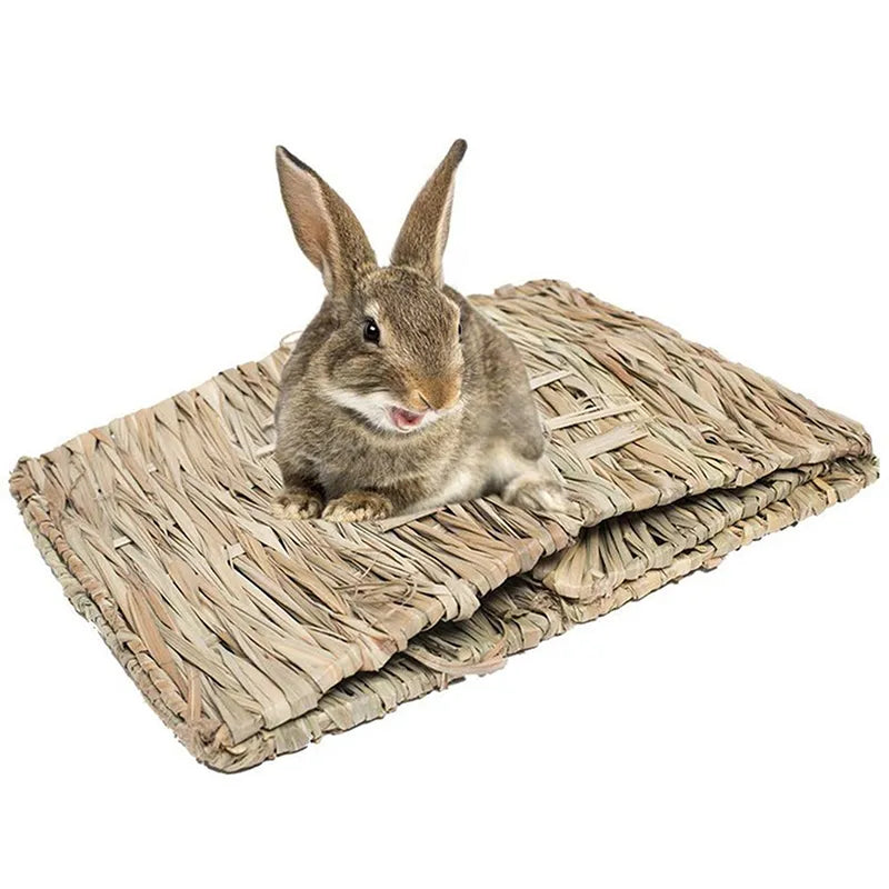 Foldable Woven Rabbit Cages  Grass Chew Mat House Bed