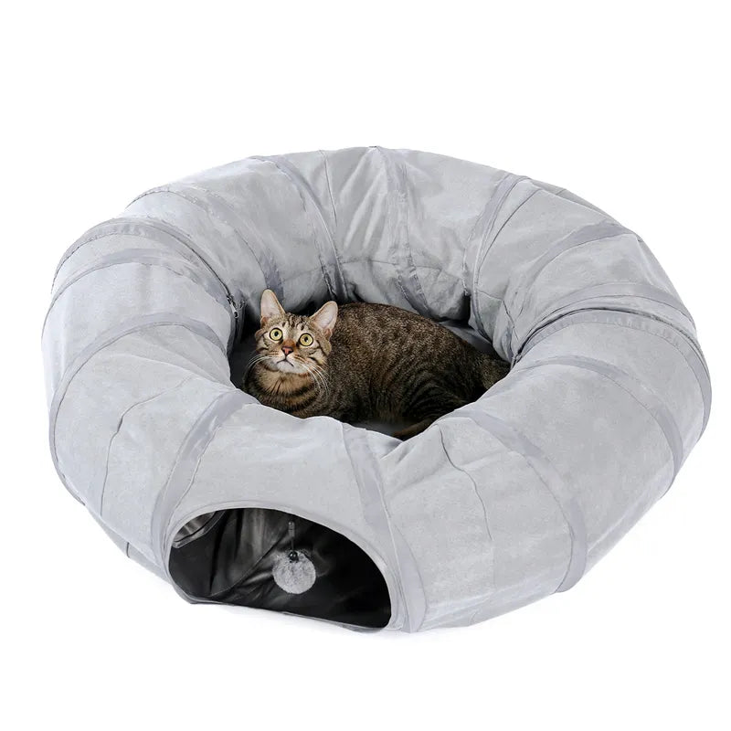 Round  Cat Tunnel with  Play Tube with Ball - specialneedspetshop