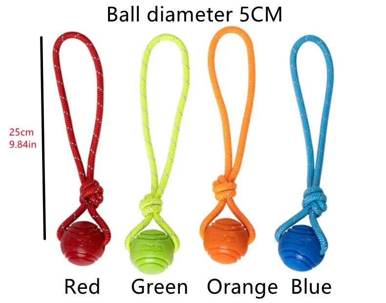 Dog Ball Indestructible Chew Rubber Ball with String Interactive