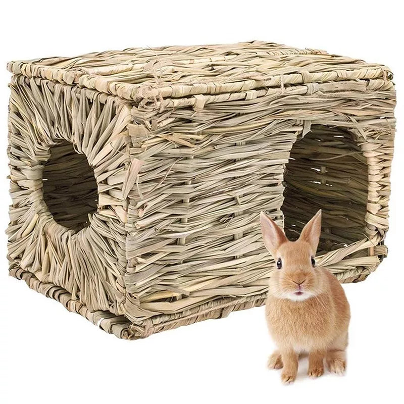 Foldable Woven Rabbit Cages  Grass Chew Mat House Bed