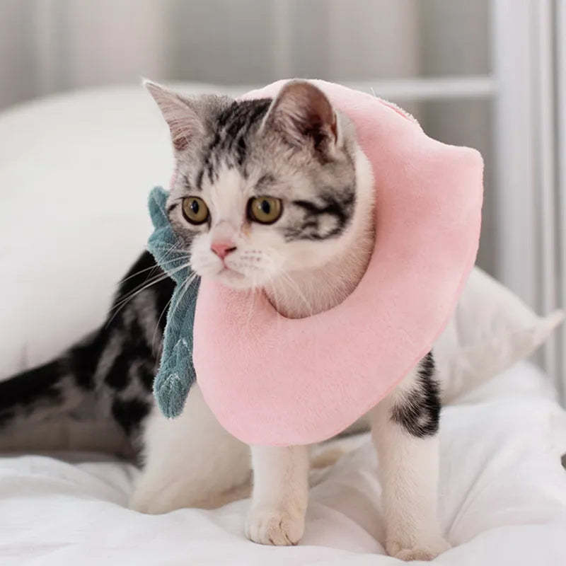 Soft  Cotton  Elizabethan Collar  Cat Adjustable - specialneedspetshop