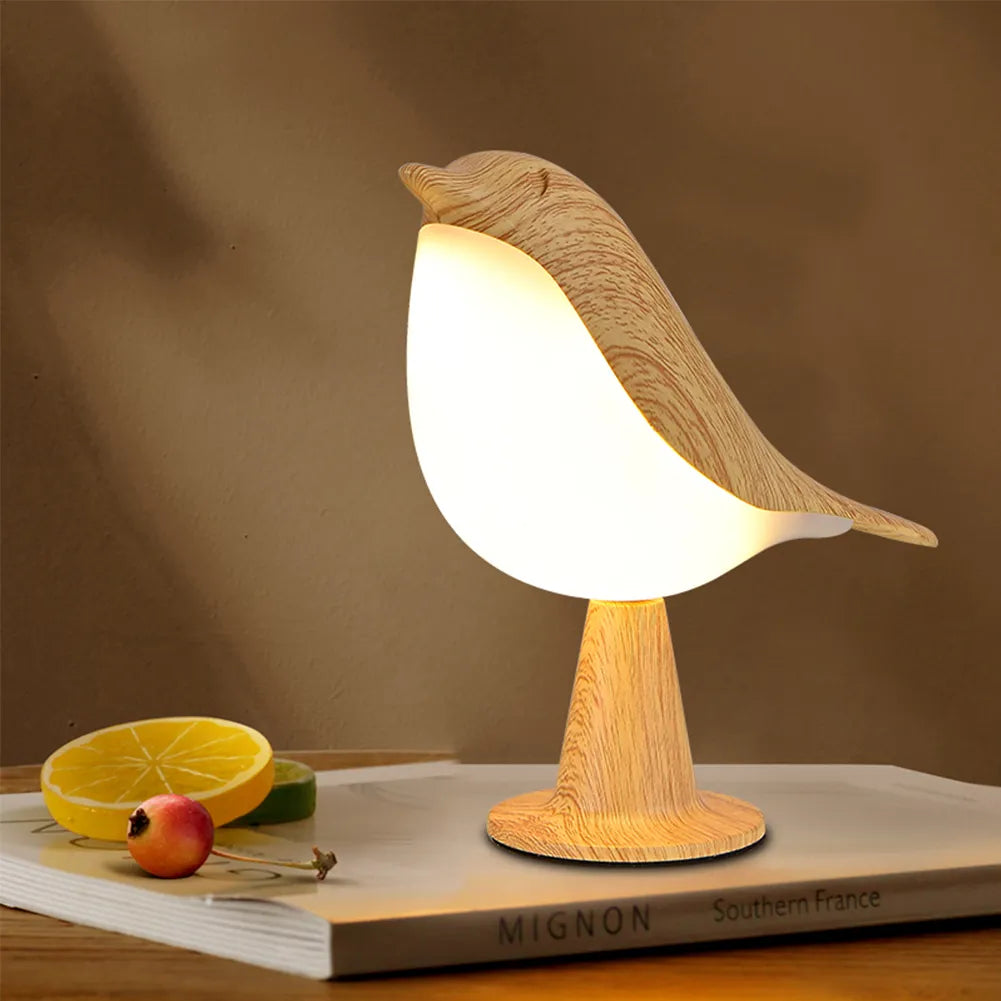 Magpie LED Small Cordless Wooden Bird Night Light Touch Control - specialneedspetshop