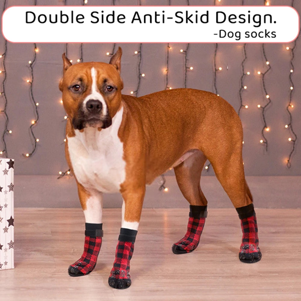 Anti-Slip Dog Socks 4pcs Paw Protector Traction Indoor Wear