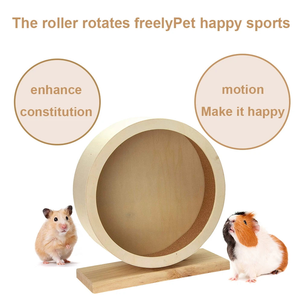 Sports Wheel  Hamster Roller Round Wheel Natural Wood Silent