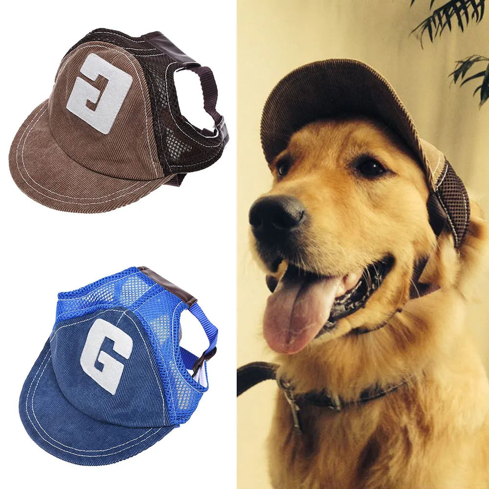 Dog Hat Dog Sunscreen Baseball Cap with Ear Holes Adjustable