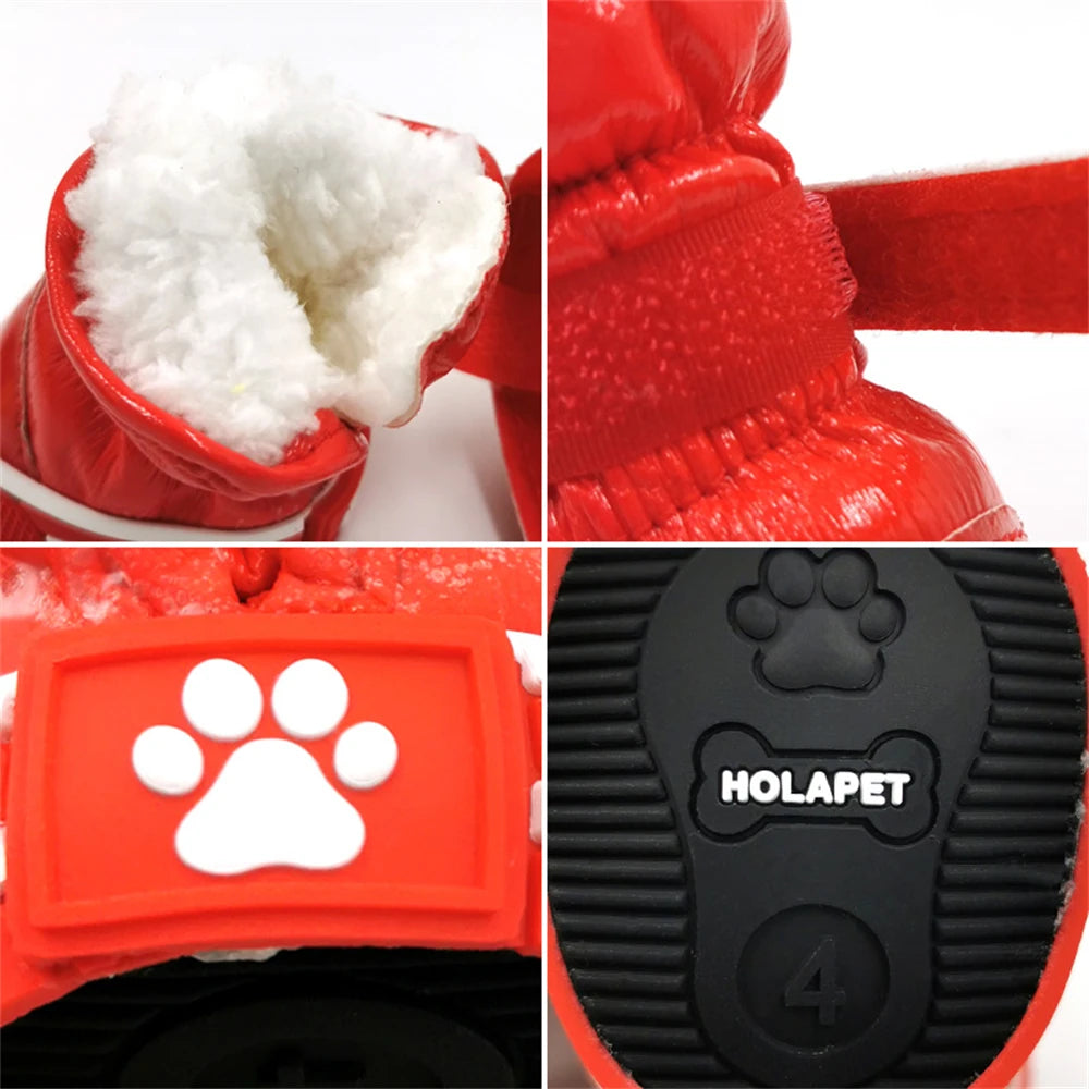 4Pcs/Set  Winter Dog Snow Boots Warm Fleece Cat Waterproof