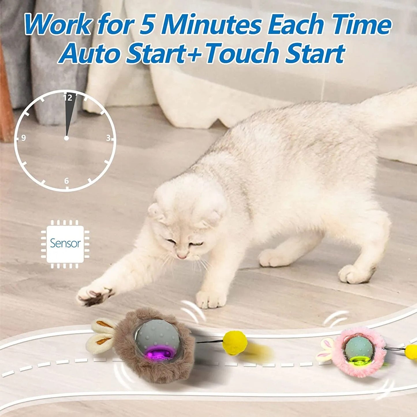 Cat Toy Ball  Sound LED Light Motion Activate Rolling Ball - specialneedspetshop