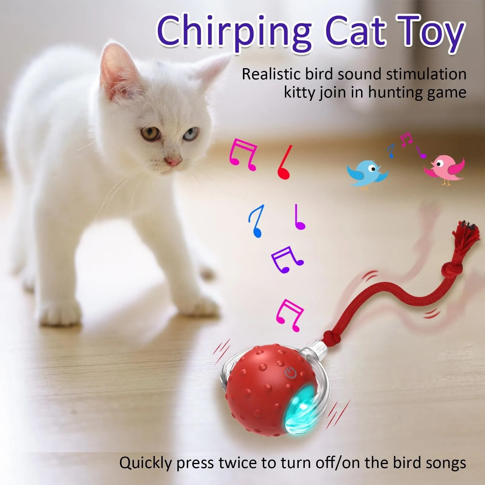 Cat Rolling Ball Bird Chirping Toy Motion Sensor  Random - specialneedspetshop