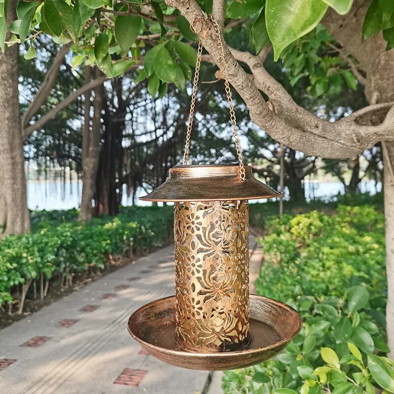 Outdoor Solar Powered Light Metal  Bird Feeder - specialneedspetshop