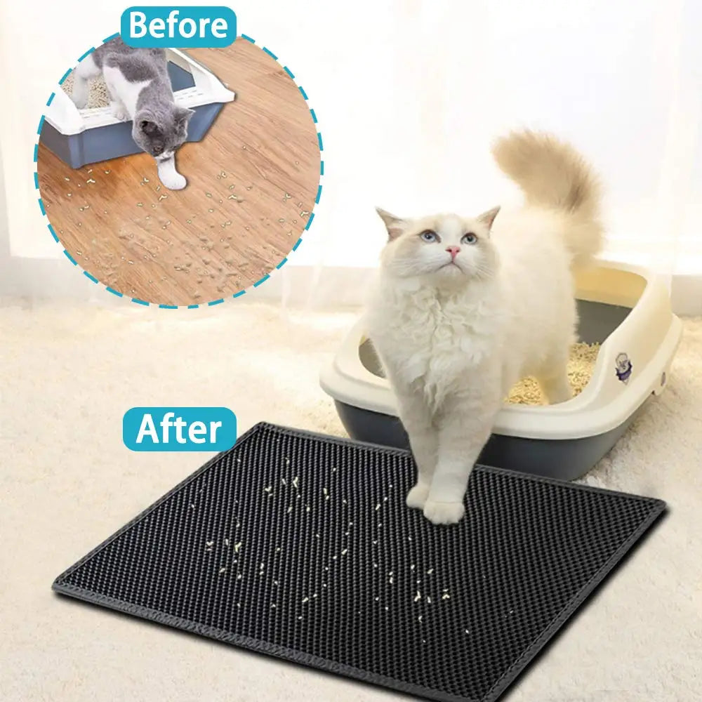 Cat Litter Mat With Double Layer Waterproof Litter Box Mat Non-slip Washable