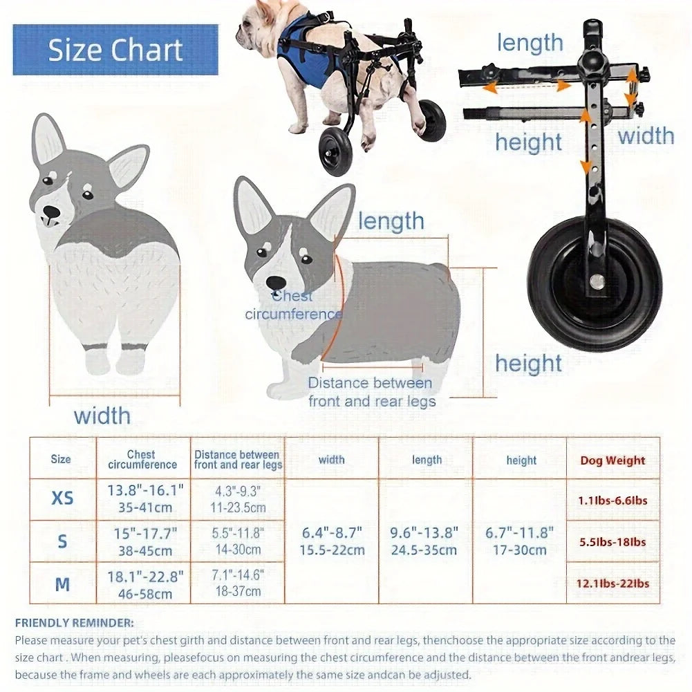 Pet Wheelchair Cart For Back Legs Adjustable Pet Mobility Aids