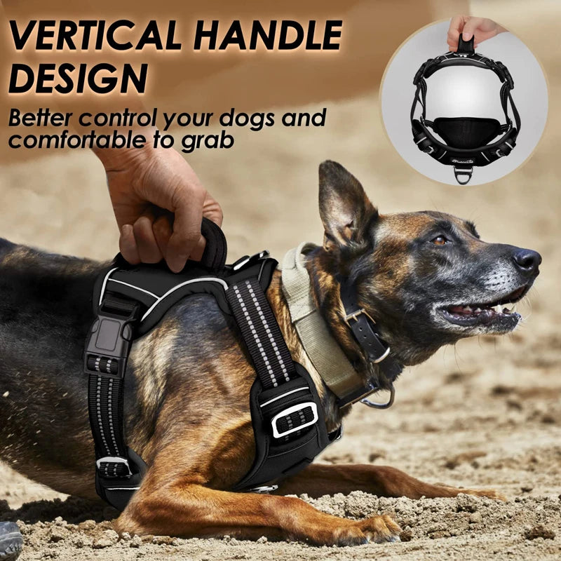 No Pull Dog Harness No Choke Easy Control Handle Reflective Harness 2 Leash Clips Adjustable Soft Padded Dog Vest