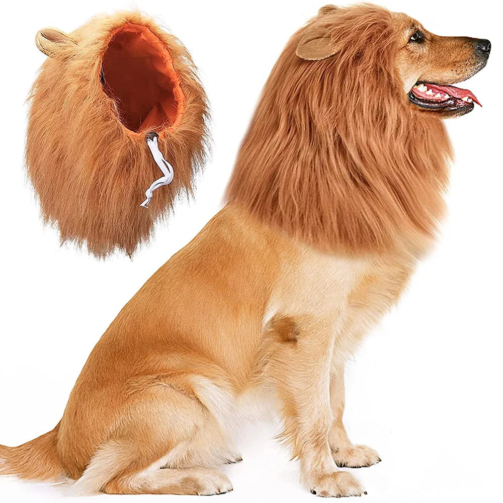 Dog Lion Mane For Do  Realistic Lion Wig For Medium to Large Dogs With Ear Pet Accessories