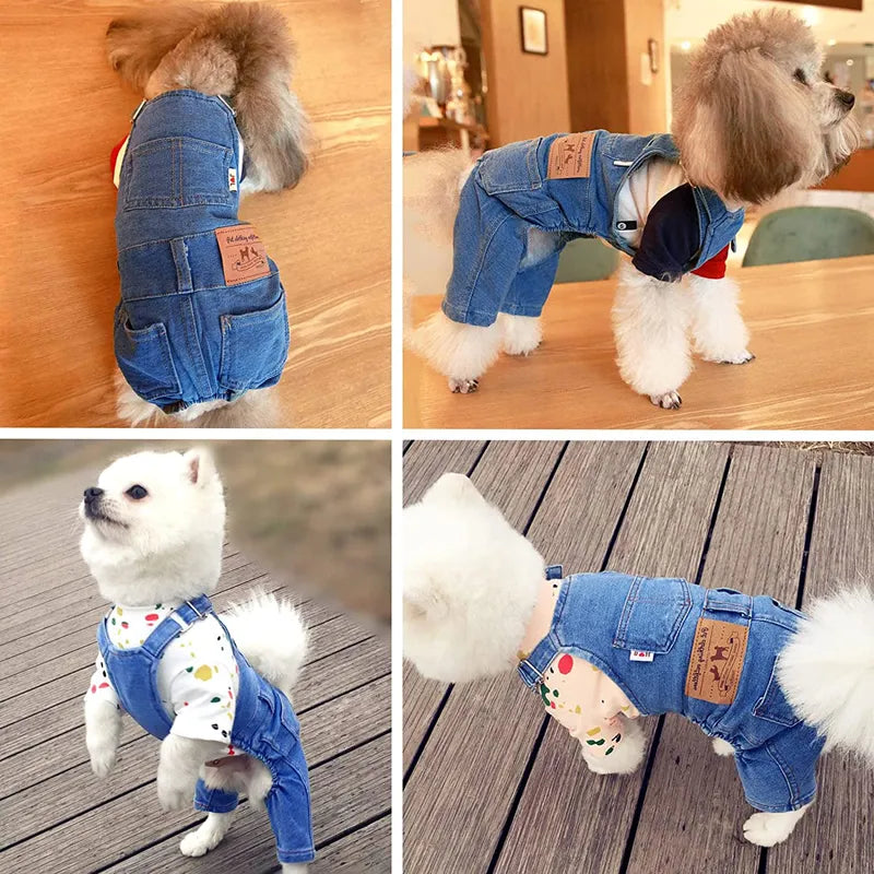 Jean Overalls for Dogs Soft Denim  Small Medium - specialneedspetshop