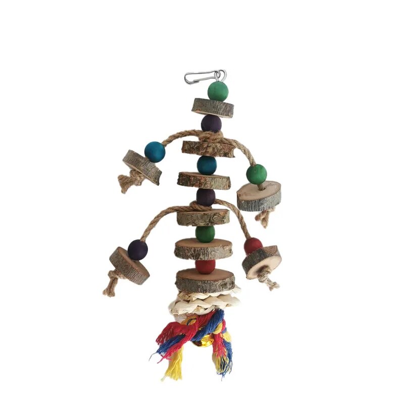 Bird Chew Wooden Beads Ropes Natural Blocks - specialneedspetshop