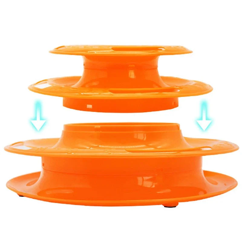 Interactive Tower Cat Toy Turntable Roller Balls Toy