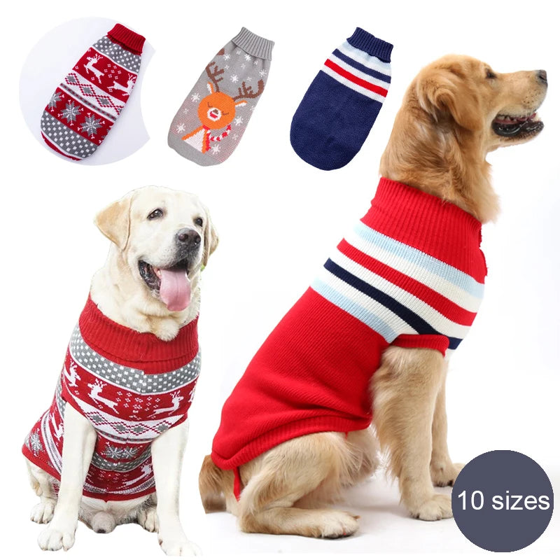 Dog Stripes Sweaters Winter  for Medium Large Dogs