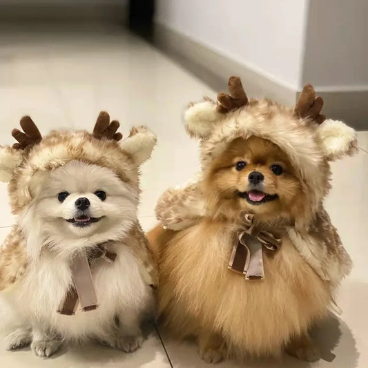 Pet Cat Dog Christmas Elk Cloak Dog Costumes for Small Dogs