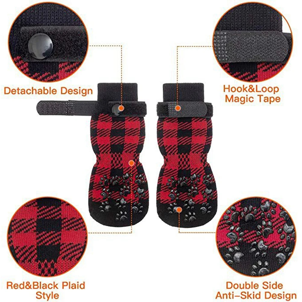 Anti-Slip Dog Socks 4pcs Paw Protector Traction Indoor Wear