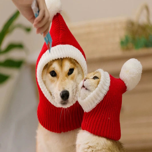 Winter Warm  Dog   Knitting Headgear Christmas   For Small Medium Dog