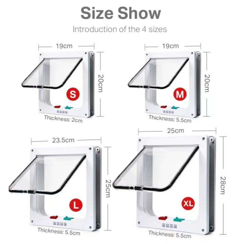 Cat Flap Door with 4 Way Security Lock