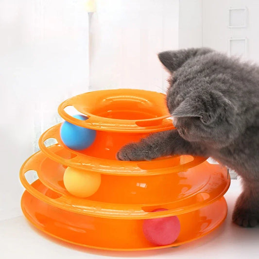 Interactive Tower Cat Toy Turntable Roller Balls Toy