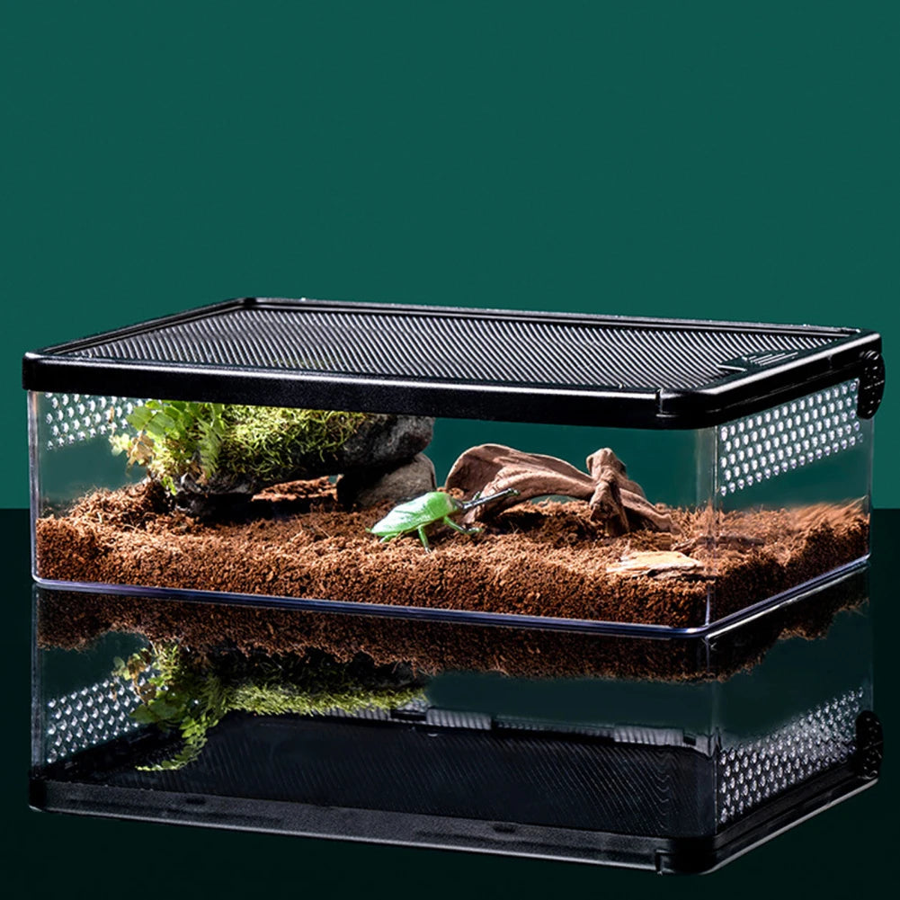 Turtle Tank With Breathable Holes Fish Tank Multifunctional Areas Full-View Aquarium