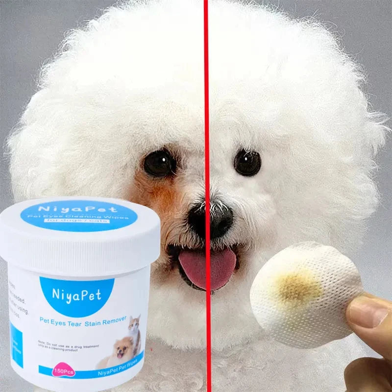 150Pcs Pet Cleaning Tear Stain Wipes Dog Non-woven Fabric Eye Wipes