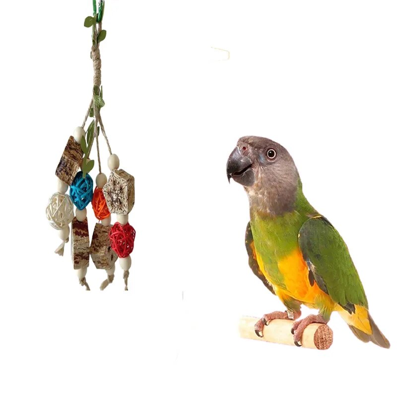 Natural Wooden Blocks Bird Chewing Toy - specialneedspetshop