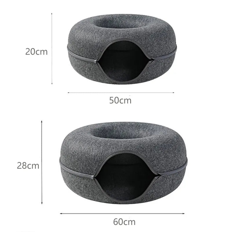 Donut Cat Bed for 2 Cats Pet Cat Tunnel