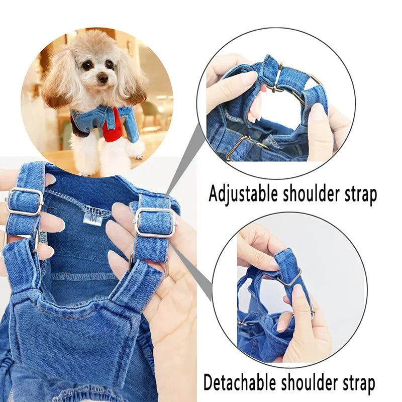 Jean Overalls for Dogs Soft Denim  Small Medium - specialneedspetshop