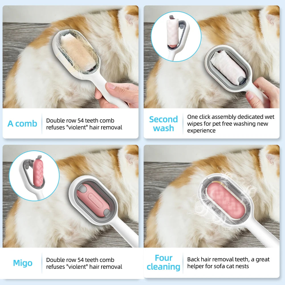 4 In 1 Pet Grooming Brush Cleaning Massage Remover Comb For Cat Dog General Supplies with Water