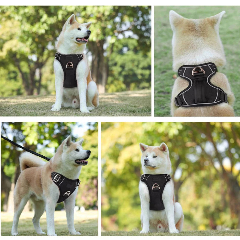 No Pull Dog Harness No Choke Easy Control Handle Reflective Harness 2 Leash Clips Adjustable Soft Padded Dog Vest