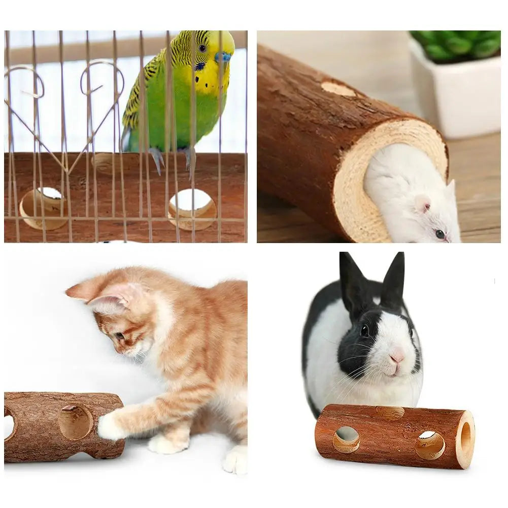 Hamster  Wooden Tunnels   Bite-resistant Hideout Toy For Indoor Cats Dogs