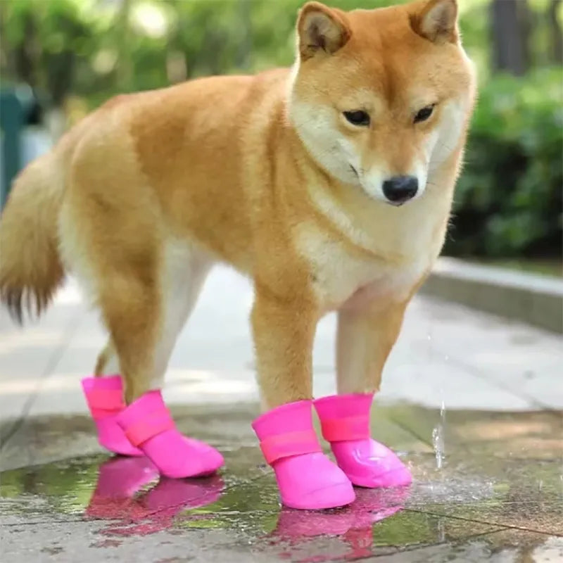 4Pcs Pet WaterProof Rainshoe Anti-slip Rubber Boot For Small Medium Large Dogs Cats