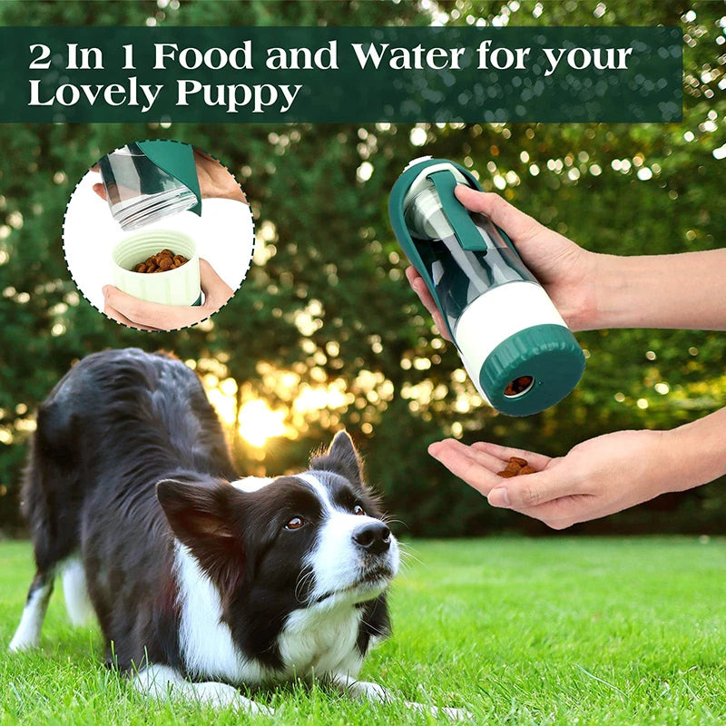 Portable Dog Water Bottle Food Container 2 In 1 Leakproof