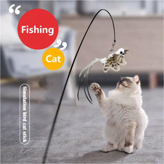 Simulation Bird Interactive  Cat Stick  Feather Bird With Bell Cat Stick Toy