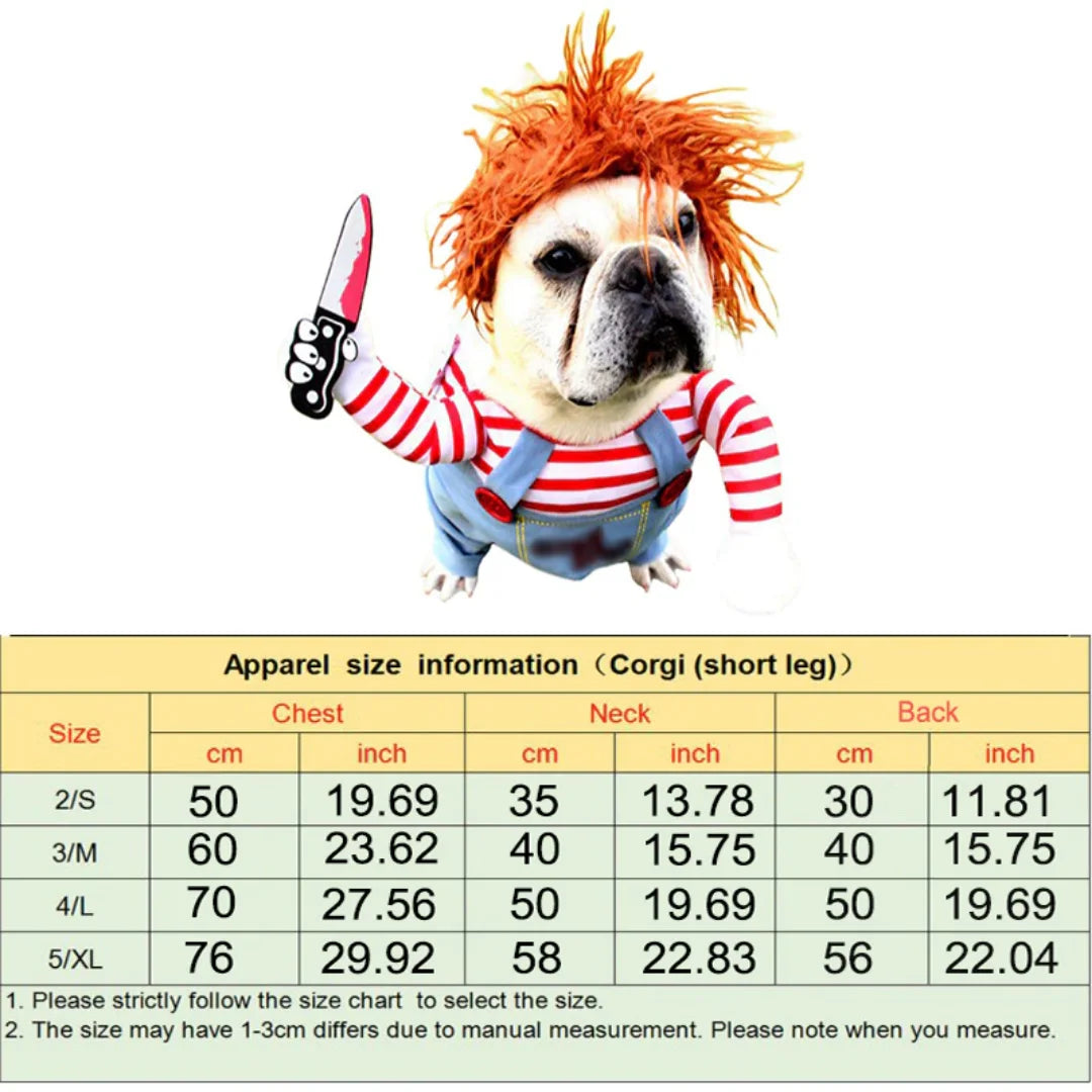 Dog Cat Pet Funny Costume Chucky Doll