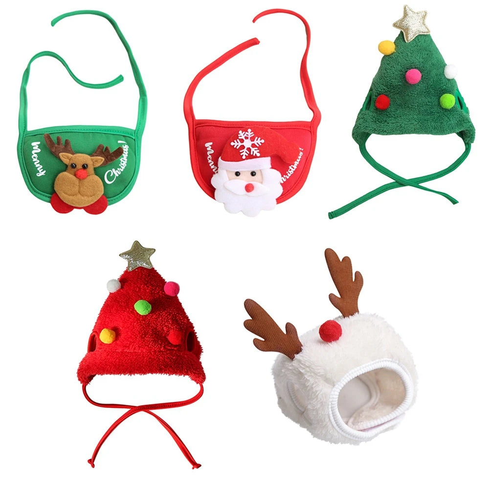 Christmas Pet Hat Antlers Dog Cat Scarf