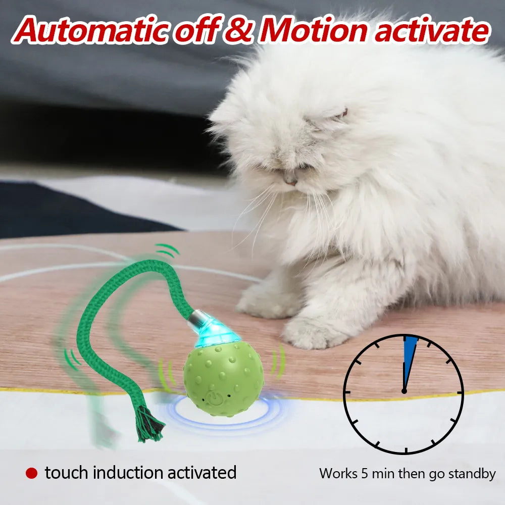 Cat Rolling Ball  Motion Activated  Toy with Long Tail Simulation Sound - specialneedspetshop