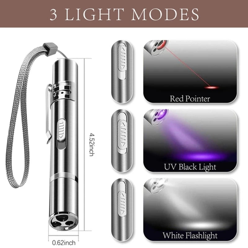 Cat Laser Toy Pen USB Charging LED Light Pointer Rechargeable  5 Patterns