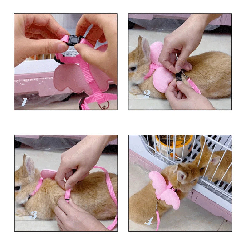 Angel Wing Pet Rabbit Harness and Leash for Cats Rabbits