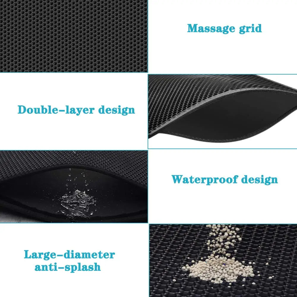 Cat Litter Mat With Double Layer Waterproof Litter Box Mat Non-slip Washable