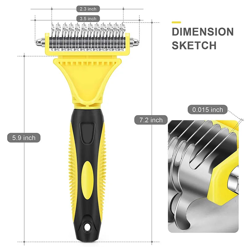 Pets Stainless Steel Grooming Brush Two-Sided Shedding and Dematting Undercoat brush