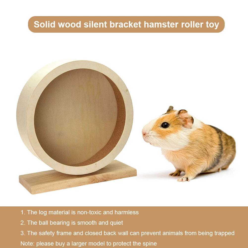 Sports Wheel  Hamster Roller Round Wheel Natural Wood Silent