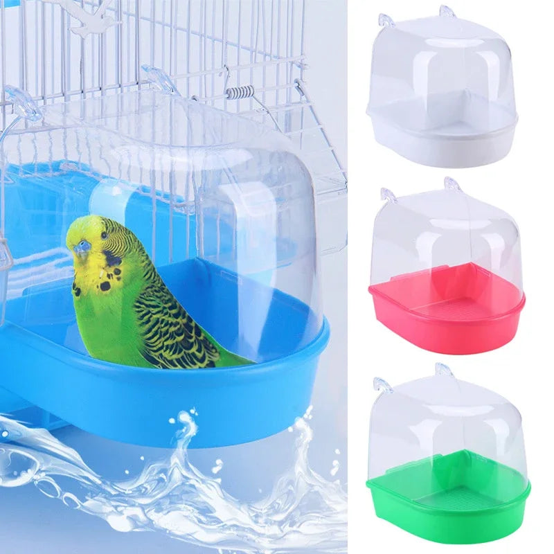 Bird Bathtub Shower Box  Plastic Case Water Bath Tub   Hanging   Cage Accessories