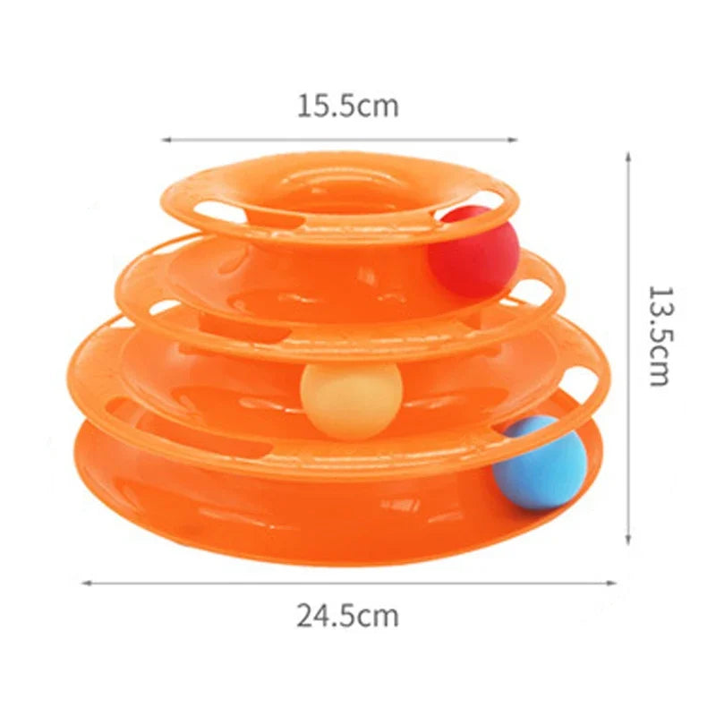 Interactive Tower Cat Toy Turntable Roller Balls Toy